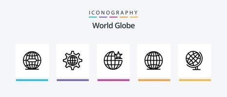 globo linea 5 icona imballare Compreso globale. mondo. fissare. Internet. mondo. creativo icone design vettore