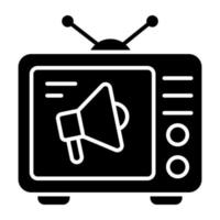 glifo design icona di tv promozione vettore