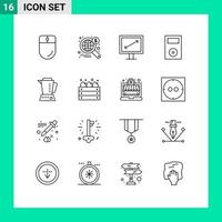 16 creativo icone moderno segni e simboli di elettrico tecnologia diagonale prodotti elettronica modificabile vettore design elementi
