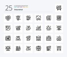assicurazione 25 linea icona imballare Compreso assicurazione. carta. scudo. assicurazione. tempesta vettore
