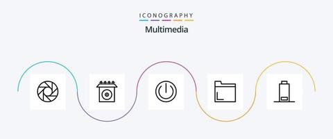 multimedia linea 5 icona imballare Compreso . file. multimedia vettore