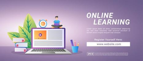 concetto di apprendimento online. iscriversi ai corsi e studiare online. educazione digitale. vettore