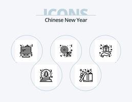 Cinese nuovo anno linea icona imballare 5 icona design. . gong. asiatico. Cinese. asiatico vettore