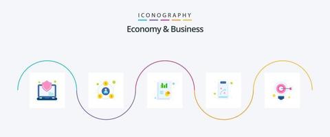 economia e attività commerciale piatto 5 icona imballare Compreso idea. clip tavola. grafico. strategia. attività commerciale vettore