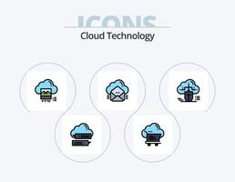 nube tecnologia linea pieno icona imballare 5 icona design. e-commerce. nube. dati. acquisti. calcolo vettore