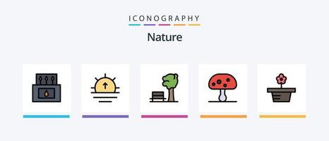 natura linea pieno 5 icona imballare Compreso natura. natura. tempo atmosferico. notte. albero. creativo icone design vettore