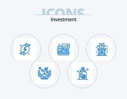 investimento blu icona imballare 5 icona design. investimento. il computer portatile. Indietro. investimento. dollaro cartello vettore