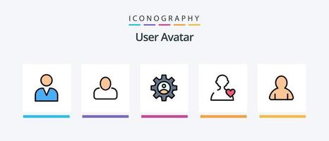 utente linea pieno 5 icona imballare Compreso profilo. avatar. maschio. di base. guardato. creativo icone design vettore