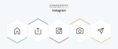 instagram 25 linea icona imballare Compreso . Condividere. foto. imposta. Immagine vettore