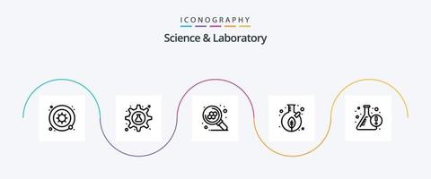 scienza linea 5 icona imballare Compreso barattolo. pianta. tubo. foglia. ricerca vettore