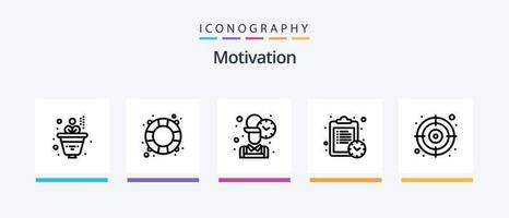 motivazione linea 5 icona imballare Compreso cuore. luminosa. scale. scudo motivazione. accesso. creativo icone design vettore