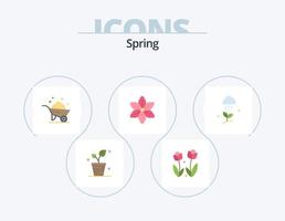 primavera piatto icona imballare 5 icona design. nube pioggia. natura. primavera. floreale. primavera vettore