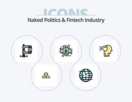 nudo politica e Fintech industria linea pieno icona imballare 5 icona design. i soldi. banca. computer. digitale bancario. rivelazione vettore