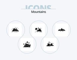 montagne glifo icona imballare 5 icona design. paesaggio. acqua. paesaggio. montagna. collina vettore