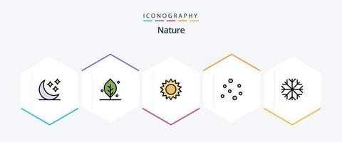 natura 25 riga piena icona imballare Compreso tempo atmosferico. natura. camomilla. marino. aria vettore