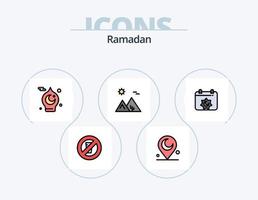 Ramadan linea pieno icona imballare 5 icona design. moschea . Islam . mezzaluna . Ramadan vettore