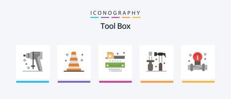 utensili piatto 5 icona imballare Compreso Strumenti. manometro. misurare. Strumenti. martello. creativo icone design vettore