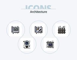architettura linea pieno icona imballare 5 icona design. lavoro duro e faticoso. architettura. potenza. attrezzo. bussola vettore