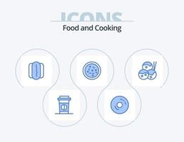 cibo blu icona imballare 5 icona design. . giapponese. cibo. cibo. cibo vettore
