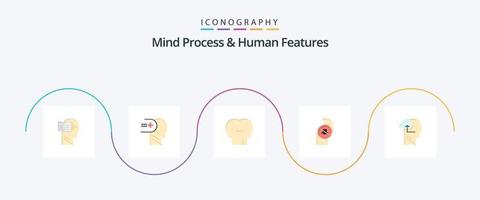 mente processi e umano Caratteristiche piatto 5 icona imballare Compreso su. conoscenza. empatia. umano. freccia vettore