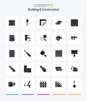 creativo edificio e costruzione 25 glifo solido nero icona imballare come come piastrella. mattoni. livello. design. matita vettore