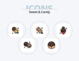 dolce e caramella linea pieno icona imballare 5 icona design. biscotto. dolci. dolce. cibo. caramella vaso vettore
