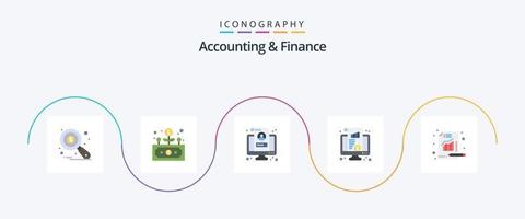 contabilità e finanza piatto 5 icona imballare Compreso i soldi. tenere sotto controllo. account. kpi. profilo vettore