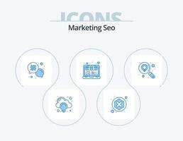 marketing SEO blu icona imballare 5 icona design. ricerca. trova. hash etichetta. in linea negozio. Internet vettore