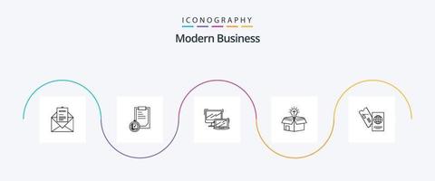 moderno attività commerciale linea 5 icona imballare Compreso soluzione. attività commerciale. volta. scatola. macbook vettore