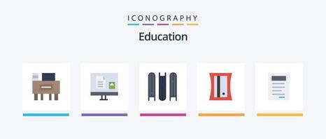 formazione scolastica piatto 5 icona imballare Compreso libro. attrezzo. scuola. temperamatite.. creativo icone design vettore