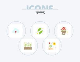 primavera piatto icona imballare 5 icona design. cibo. piselli. in crescita. fagioli. primavera vettore