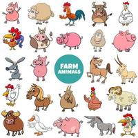 grande set di personaggi di animali da fattoria dei cartoni animati vettore