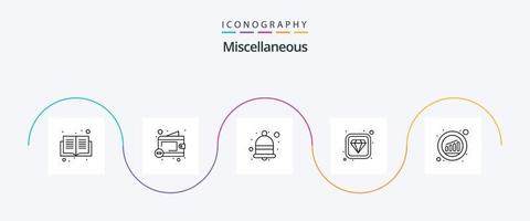 miscellaneo linea 5 icona imballare Compreso grafico. campana. premio valore. diamante vettore