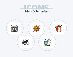 Islam e Ramadan linea pieno icona imballare 5 icona design. Ramadan. digiuno. nastro. potabile. musulmano vettore