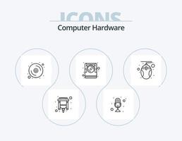computer hardware linea icona imballare 5 icona design. cuffia. computer. pc. parlare. Mike vettore