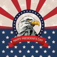 felice giorno dei presidenti poster con aquila e bandiera usa vettore