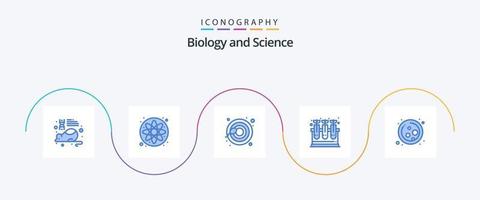 biologia blu 5 icona imballare Compreso crescere. molecola. riproduzione. cellula. scienza vettore