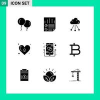 9 creativo icone moderno segni e simboli di amore serratura nube amore cuore modificabile vettore design elementi