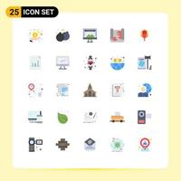 mobile interfaccia piatto colore impostato di 25 pittogrammi di lanterna perno App carta geografica sito web modificabile vettore design elementi