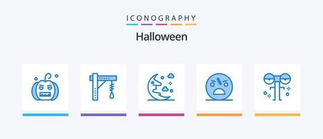 Halloween blu 5 icona imballare Compreso zombie. allarmante. luce. Halloween. cielo. creativo icone design vettore