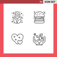4 universale linea segni simboli di autunno regalo hamburger cuore finanza modificabile vettore design elementi