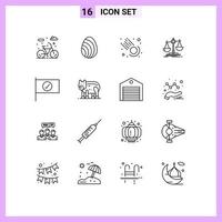 16 creativo icone moderno segni e simboli di animale bandiera meteora verificato perdita modificabile vettore design elementi