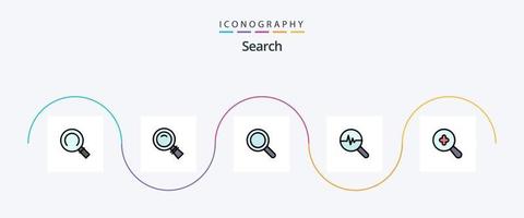 ricerca linea pieno piatto 5 icona imballare Compreso . Informazioni grafica. ricerca vettore