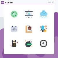 9 piatto colore concetto per siti web mobile e applicazioni cubo celebrazione presentazione mubarak calendario modificabile vettore design elementi