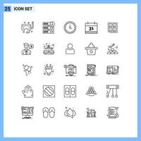 azione vettore icona imballare di 25 linea segni e simboli per finestra Data server Scarica calendario contatto noi modificabile vettore design elementi
