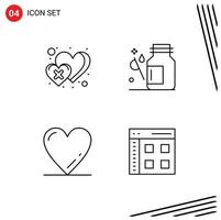 4 creativo icone moderno segni e simboli di antipatia cuore attraversare assistenza sanitaria amore modificabile vettore design elementi