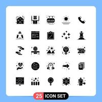 25 creativo icone moderno segni e simboli di Telefono chiamata carta sole spiaggia modificabile vettore design elementi