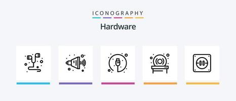 hardware linea 5 icona imballare Compreso . volume. film. oratore. interruttore. creativo icone design vettore