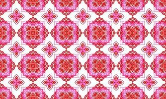 etnico astratto sfondo carino rosa rosso fiore geometrico tribale ikat popolare motivo Arabo orientale nativo modello tradizionale design tappeto sfondo capi di abbigliamento tessuto involucro Stampa batik popolare vettore