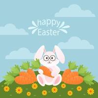 carino vettore Immagine di un Pasqua coniglietto piazza carta modello. può essere Usato nel sociale media, invito, cartolina, in linea pubblicità e bandiera design.